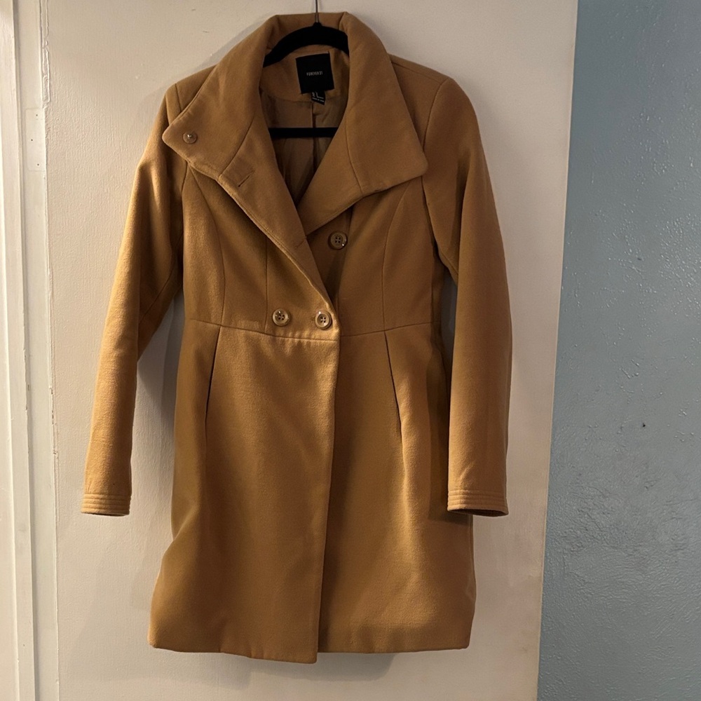 Forever 21 Camel Double-Breasted Trench Coat